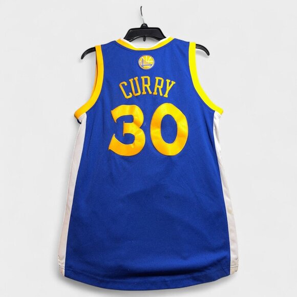 Golden State Warriors Stephen Curry #30 Adidas NBA Mens Jersey Blue/Yellow Size - Picture 6 of 11